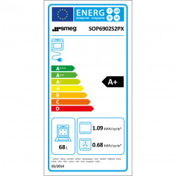 Εντοιχιζόμενος φούρνος Smeg SOP6902S2PX, 3000 W, 68 λίτρα, κλάση A++, 12 λειτουργίες και 5 επίπεδα μαγειρέματος, Μαγείρεμα με συνδυασμό ατμού, Αυτοκαθαρισμός, Χρονοδιακόπτης, 30-280 °C, Ανοξείδωτο