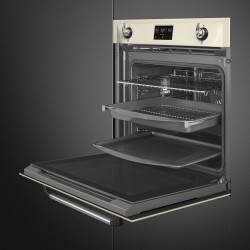 Εντοιχιζόμενος φούρνος Smeg SOP6902S2PP, 3000 W, 68 λίτρα, κλάση A++, 12 λειτουργίες και 5 επίπεδα μαγειρέματος, Μαγείρεμα με συνδυασμό ατμού, Αυτοκαθαρισμός, Χρονοδιακόπτης, 30-280 °C, Κρεμ