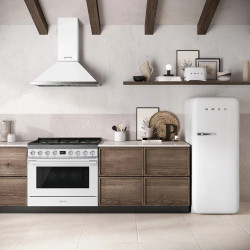 Абсорбатор SMEG Portofino KPF9WH, 275W, А+, 781 м3/ч, 3 скорости, 3 филтъра, Антивъзвръщателен клапан, Инокс, LED, Бял