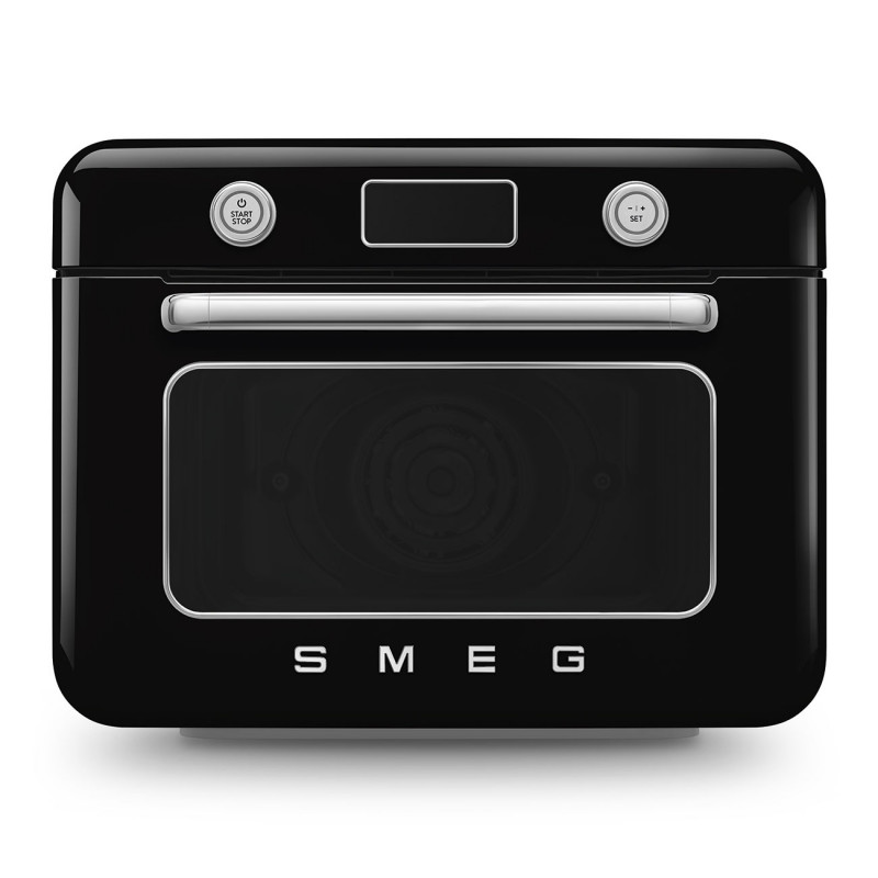 Μίνι φούρνος με συνδυασμό ατμού Smeg COF01BLEU, 1800 W, 10 λειτουργίες, οθόνη LCD, 40-230 °C, Μαύρος