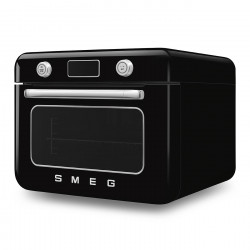 Μίνι φούρνος με συνδυασμό ατμού Smeg COF01BLEU, 1800 W, 10 λειτουργίες, οθόνη LCD, 40-230 °C, Μαύρος
