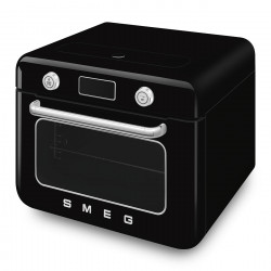 Mini-cuptor cu functie combinată de gatit cu abur Smeg COF01BLEU, 1800 W, 10 functii, Ecran LCD, 40-230°C, Negru