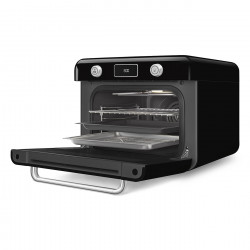 Μίνι φούρνος με συνδυασμό ατμού Smeg COF01BLEU, 1800 W, 10 λειτουργίες, οθόνη LCD, 40-230 °C, Μαύρος