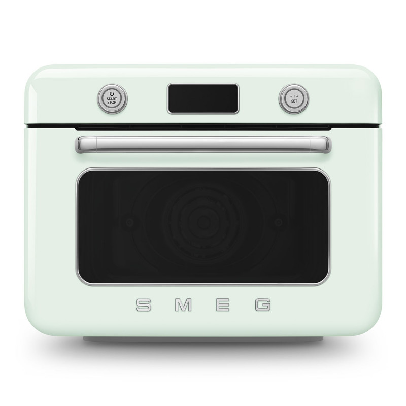 Mini-cuptor cu functie combinata de gatit cu abur Smeg COF01PGEU, 1800 W, 10 functii, Ecran LCD, 40-230°C, Verde pastel