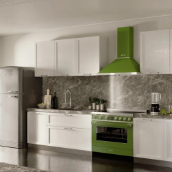 Абсорбатор SMEG Portofino KPF9OG, 275W, А+, 781 м3/ч, 3 скорости, 3 филтъра, Антивъзвръщателен клапан, Инокс, LED, Зелен