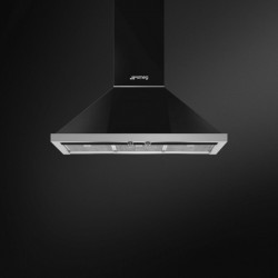 Абсорбатор SMEG Portofino KPF9BL, 275W, А+, 781 м3/ч, 3 скорости, 3 филтъра, Антивъзвръщателен клапан, Инокс, LED, Черен
