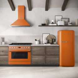 Απορροφητήρας SMEG Portofino KPF9OR, 275 W, Α+, 781 μ³/ώρα, 3 ταχύτητες, 3 φίλτρα, βαλβίδα αντεπιστροφής, ανοξείδωτο, LED, πορτοκαλί