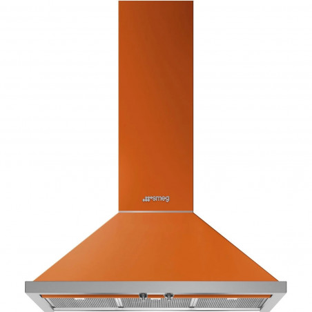 Hota decorativa SMEG Portofino KPF9OR, 275 W, A+, 781 m³/h, 3 viteze, 3 filtre, Supapa, Otel inoxidabil, LED, Portocaliu