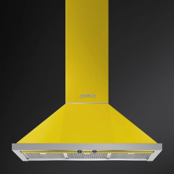 SMEG Portofino KPF9YW páraelszívó, 275 W, A+, 781 m³/h, 3 sebességfokozat, 3 szűrő, visszacsapó szelep, rozsdamentes acél, LED, sárga
