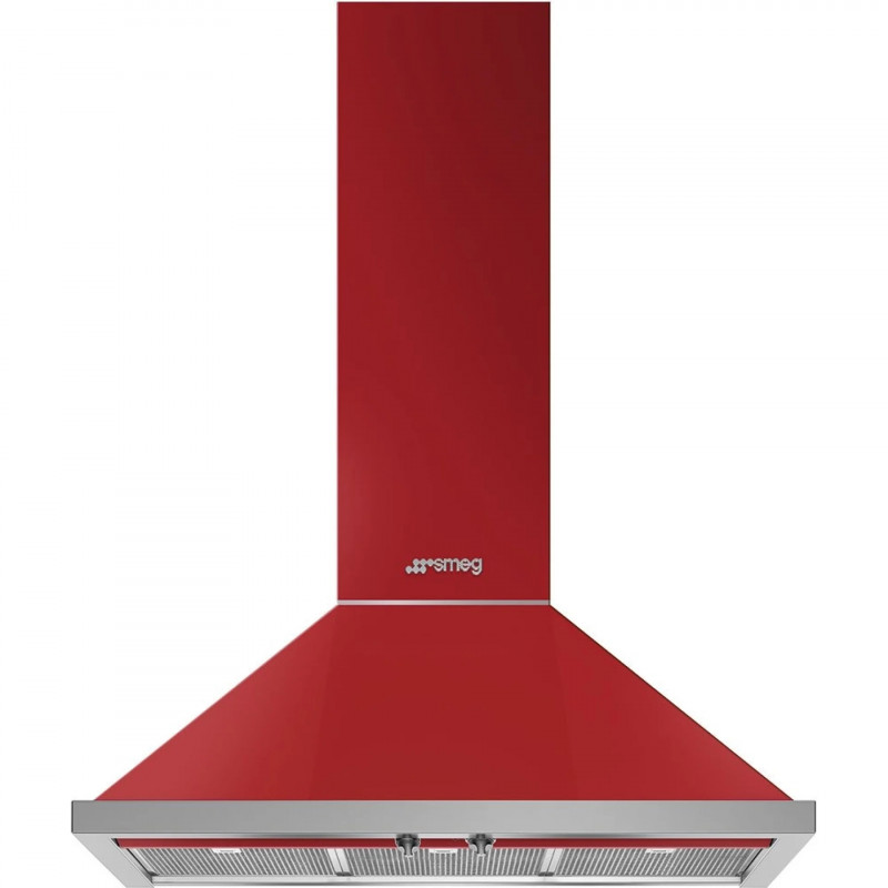 SMEG Portofino KPF9RD páraelszívó, 275 W, A+, 781 m³/h, 3 sebességfokozat, 3 szűrő, visszacsapó szelep, rozsdamentes acél, LED, piros