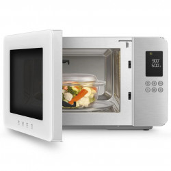 SMEG Collezione MOC01WHMEU 4-in-1 mikrohullámú sütő grill funkcióval, 1900 W, 29 l, 18 program, lágy zárás, hangjelzés, LCD-kijelző, matt fehér