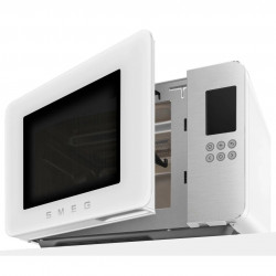 SMEG Collezione MOC01WHMEU 4-in-1 mikrohullámú sütő grill funkcióval, 1900 W, 29 l, 18 program, lágy zárás, hangjelzés, LCD-kijelző, matt fehér
