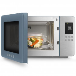 Cuptor cu microunde cu gratar 4in1 SMEG Collezione MOC01SBMEU, 1900 W, 29 l, 18 programe, Inchidere lenta, Semnal sonor, Ecran LCD, Albastru