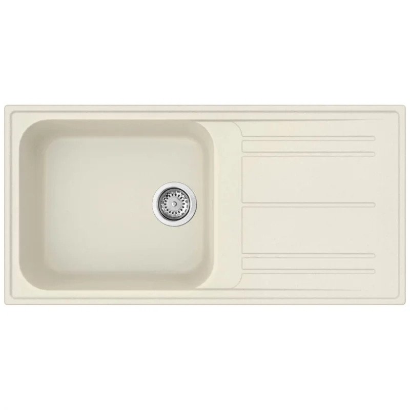 Νιπτήρας κουζίνας Smeg LZ150P, 100 εκ., Ανθεκτικό στις γρατσουνιές υλικό, Εύκολος στον καθαρισμό, Κρεμ