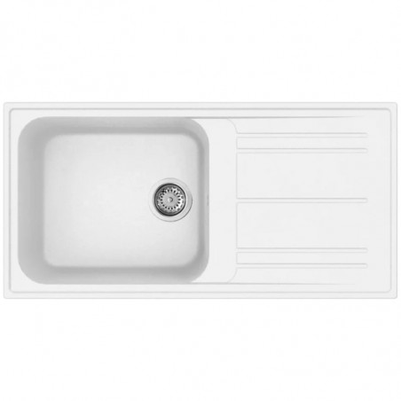 Νιπτήρας κουζίνας Smeg LZ150B, 100 εκ., Ανθεκτικό στις γρατσουνιές υλικό, Εύκολος στον καθαρισμό, Λευκό