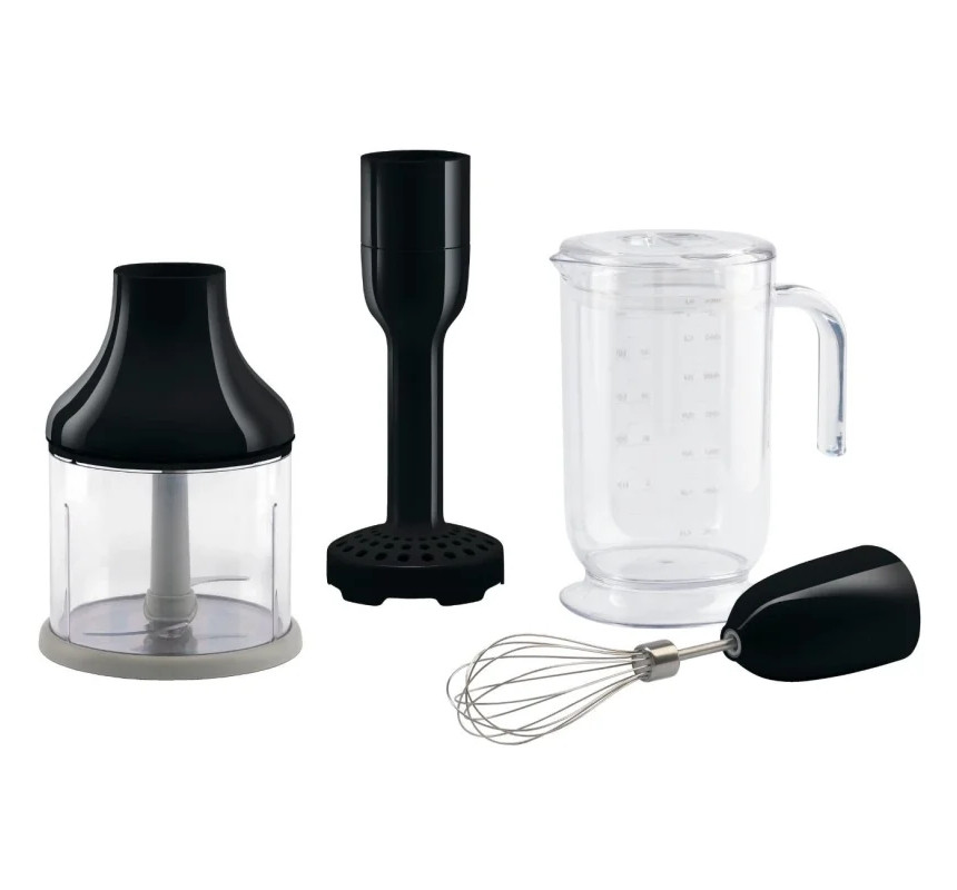 Set de accesorii pentru blenderul Smeg HBAC11RD, 4 piese, cană de 1,4 l, bază antiderapantă, potrivite pentru mașina de spălat vase, negru