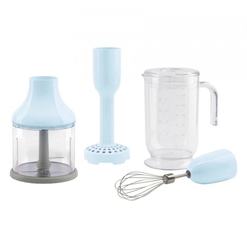 Set de accesorii pentru blenderul Smeg HBAC11PB, 4 piese, cană de 1,4 l, bază antiderapantă, potrivite pentru mașina de spălat vase, albastru pastel