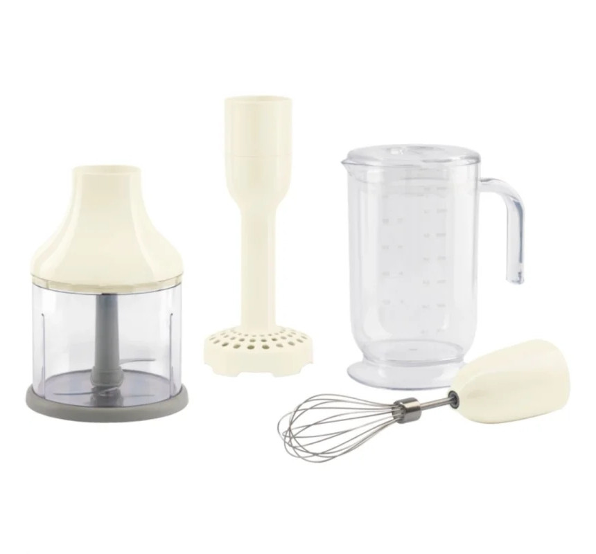 Set de accesorii pentru blenderul Smeg HBAC11CR, 4 piese, cană de 1,4 l, bază antiderapantă, potrivite pentru mașina de spălat vase, culoare crem