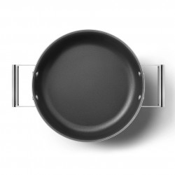 Smeg CKFD2811RDM fedeles, sekély serpenyő, 28 cm, 3,7 l, 3 rétegű tapadásmentes bevonat, sütőben 250 °C-ig használható, PFAS-mentes, indukciós főzésre alkalmas, piros