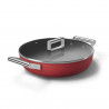 Плитка тенджера с капак Smeg CKFD2811RDM, 28 см, 3.7 л, Незалепващо покритие с 3 слоя, Фурна до 250C, Без PFAS, Индукция, Червен