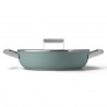 Smeg DPF2812EGM Shallow Saucepan with Lid, 28 cm, 4.3 L, Ceramic Nonstick Coating, Oven-Safe up to 250°C, PFAS-Free, Induction-Compatible, Emerald Green