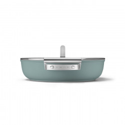 Smeg DPF2812EGM Shallow Saucepan with Lid, 28 cm, 4.3 L, Ceramic Nonstick Coating, Oven-Safe up to 250°C, PFAS-Free, Induction-Compatible, Emerald Green