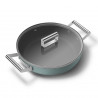 Ρηχή κατσαρόλα με καπάκι Smeg DPF2812EGM, 28 εκ., 4,3 λ., Κεραμική αντικολλητική επίστρωση, Κατάλληλη για φούρνο έως 250 °C, Χωρίς PFAS, Κατάλληλη για επαγωγικές εστίες, Σμαραγδένιο πράσινο