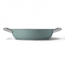 Smeg DPF2812EGM Shallow Saucepan with Lid, 28 cm, 4.3 L, Ceramic Nonstick Coating, Oven-Safe up to 250°C, PFAS-Free, Induction-Compatible, Emerald Green