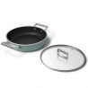 Smeg DPF2812EGM Shallow Saucepan with Lid, 28 cm, 4.3 L, Ceramic Nonstick Coating, Oven-Safe up to 250°C, PFAS-Free, Induction-Compatible, Emerald Green