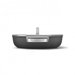 Smeg DPF2812BLM Shallow Saucepan with Lid, 28 cm, 4.3 L, Ceramic Nonstick Coating, Oven-Safe up to 250°C, PFAS-Free, Induction-Compatible, Black