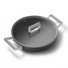 Smeg DPF2812BLM Shallow Saucepan with Lid, 28 cm, 4.3 L, Ceramic Nonstick Coating, Oven-Safe up to 250°C, PFAS-Free, Induction-Compatible, Black