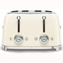 Prăjitor de pâine SMEG 50's Style TSF03CREU, 2000 W, 4 felii, 6 niveluri, Tava pentru firimituri, Cablu integrat, Oțel inoxidabil, Culoare crem