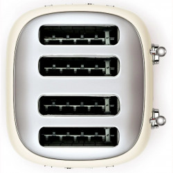 Prăjitor de pâine SMEG 50's Style TSF03CREU, 2000 W, 4 felii, 6 niveluri, Tava pentru firimituri, Cablu integrat, Oțel inoxidabil, Culoare crem