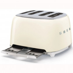 SMEG 50's Style TSF03CREU Toaster, 2000W, 4-slice, 6 settings, Crumb tray, Retractable cord, Stainless steel, Cream