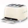 Prăjitor de pâine SMEG 50's Style TSF03CREU, 2000 W, 4 felii, 6 niveluri, Tava pentru firimituri, Cablu integrat, Oțel inoxidabil, Culoare crem
