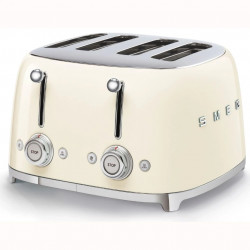 Prăjitor de pâine SMEG 50's Style TSF03CREU, 2000 W, 4 felii, 6 niveluri, Tava pentru firimituri, Cablu integrat, Oțel inoxidabil, Culoare crem
