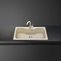 Chiuvetă de bucătărie Smeg LSEG860AV2, 86 cm, material rezistent la zgârieturi, ușor de curățat, bej