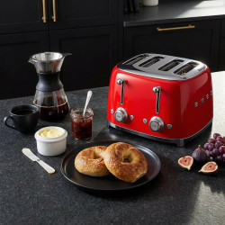 SMEG 50's Style TSF03RDEU Toaster, 2000W, 4-slice, 6 settings, Crumb tray, Retractable cord, Stainless steel, Red