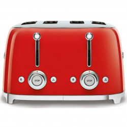 Τοστιέρα SMEG 50's Style TSF03RDEU, 2000 W, 4 φέτες, 6 επίπεδα, Δίσκος για ψίχουλα, Ενσωματωμένο καλώδιο, Ανοξείδωτο ατσάλι, Κόκκινο