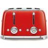Тостер за хляб SMEG 50's Style TSF03RDEU, 2000W, 4 филии, 6 нива, Тавичка за трохи, Вграден кабел, Неръждаема стомана, Червен
