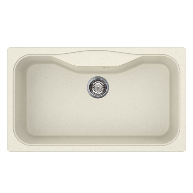 Smeg LSEG860P Kitchen Sink, 86 cm, Scratch-Resistant Material, Easy to Clean, Cream