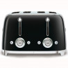 Тостер за хляб SMEG 50's Style TSF03BLEU, 2000W, 4 филии, 6 нива, Тавичка за трохи, Вграден кабел, Неръждаема стомана, Черен