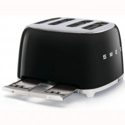 SMEG 50's Style TSF03BLEU Toaster, 2000W, 4-slice, 6 settings, Crumb tray, Retractable cord, Stainless steel, Black