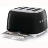 Prăjitor de pâine SMEG 50's Style TSF03BLEU, 2000 W, 4 felii, 6 niveluri, Tava pentru firimituri, Cablu integrat, Oțel inoxidabil, Negru