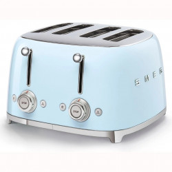 Prăjitor de pâine SMEG 50's Style TSF03PBEU, 2000 W, 4 felii, 6 niveluri, Tava pentru firimituri, Cablu integrat, Oțel inoxidabil, Albastru