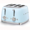 SMEG 50's Style TSF03PBEU Toaster, 2000W, 4-slice, 6 settings, Crumb tray, Retractable cord, Stainless steel, Blue