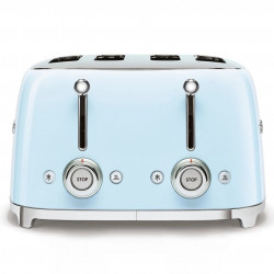 Prăjitor de pâine SMEG 50's Style TSF03PBEU, 2000 W, 4 felii, 6 niveluri, Tava pentru firimituri, Cablu integrat, Oțel inoxidabil, Albastru