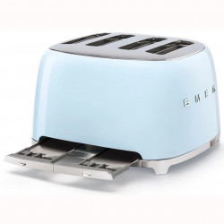 Prăjitor de pâine SMEG 50's Style TSF03PBEU, 2000 W, 4 felii, 6 niveluri, Tava pentru firimituri, Cablu integrat, Oțel inoxidabil, Albastru