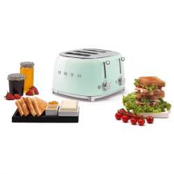 Prăjitor de pâine SMEG 50's Style TSF03PGEU, 2000 W, 4 felii, 6 niveluri, Tava pentru firimituri, Cablu integrat, Oțel inoxidabil, Verde