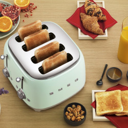 SMEG 50's Style TSF03PGEU Toaster, 2000W, 4-slice, 6 settings, Crumb tray, Retractable cord, Stainless steel, Green
